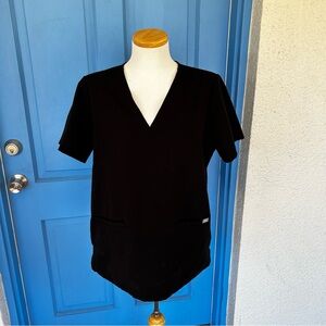 Figs Black Technical Collection Short Sleeve Scrub Top Size L